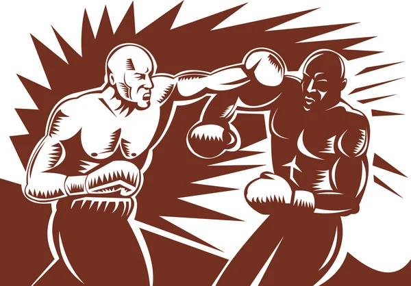 Boxeador conectando un golpe de gracia — Vector de stock