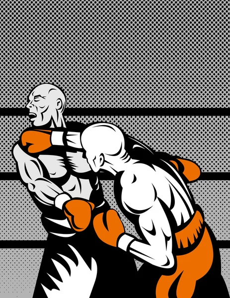 Boxer che collega un pugno knockout — Vettoriale Stock