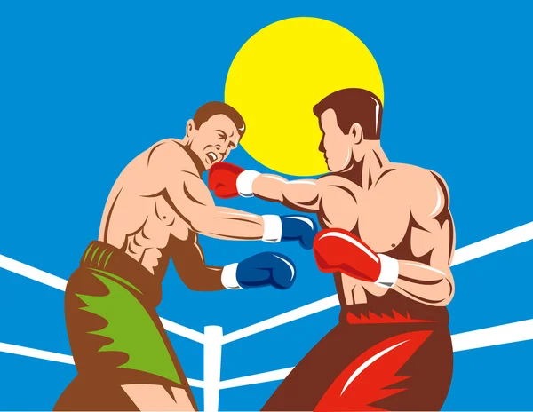 Boxer connecting a knockout punch — Stock Vector