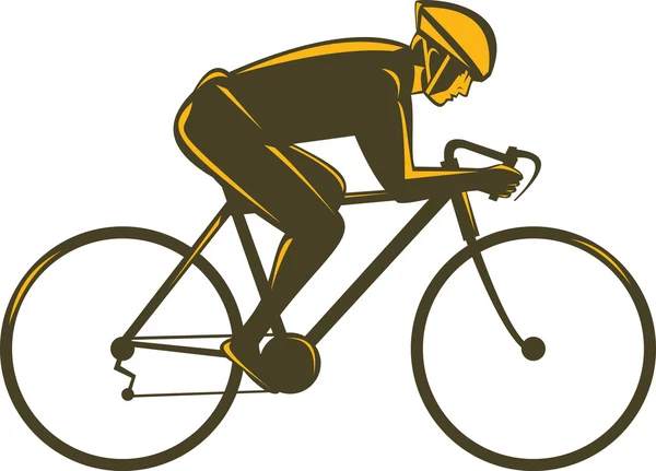 Bisikletçi adam sürme yarış bisiklet — Stok Vektör
