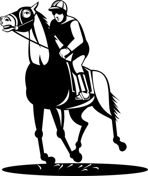 Carreras de caballos y jinetes — Vector de stock