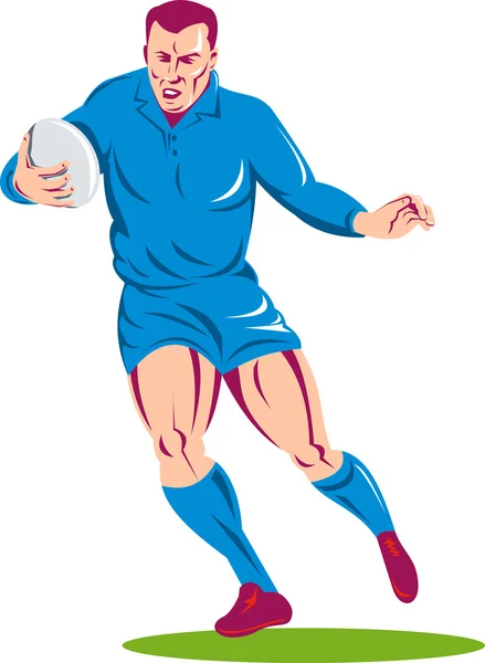 Rugby player running passing the ball — Stock Vector