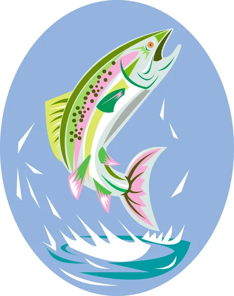 Trout fish jumping — Stock Vector