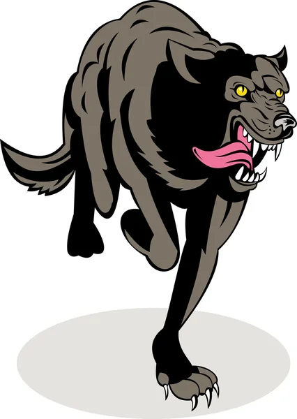 Lobo perro salvaje atacando — Archivo Imágenes Vectoriales