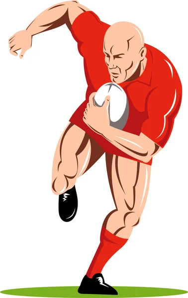 Jugador de rugby con pelota — Vector de stock