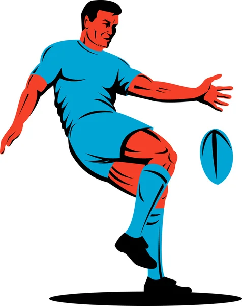 Rugby player with ball — Stock vektor