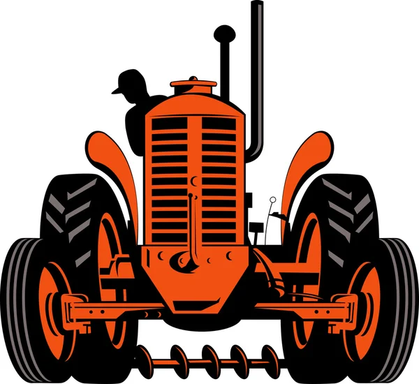 Vintage traktor på isolerade bakgrund — Stock vektor