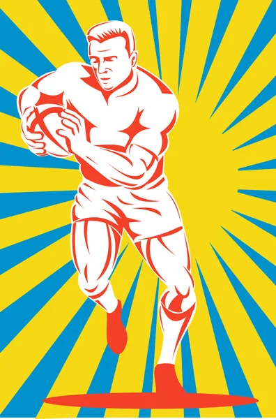 Rugby player with ball — Stock vektor