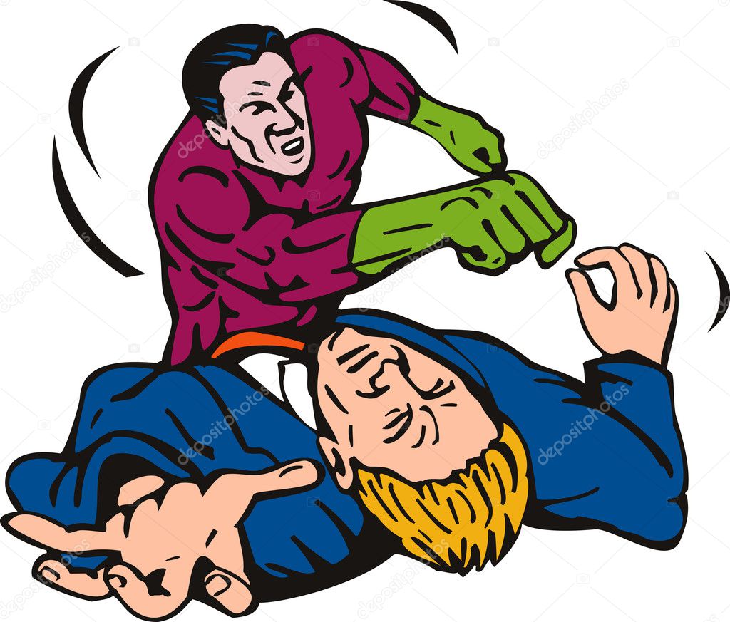 Cartoon super hero running punching
