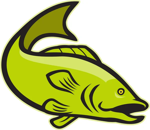 Largemouth bass springen cartoon — Stockvector