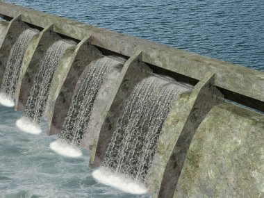 water dam with flowing water clipart