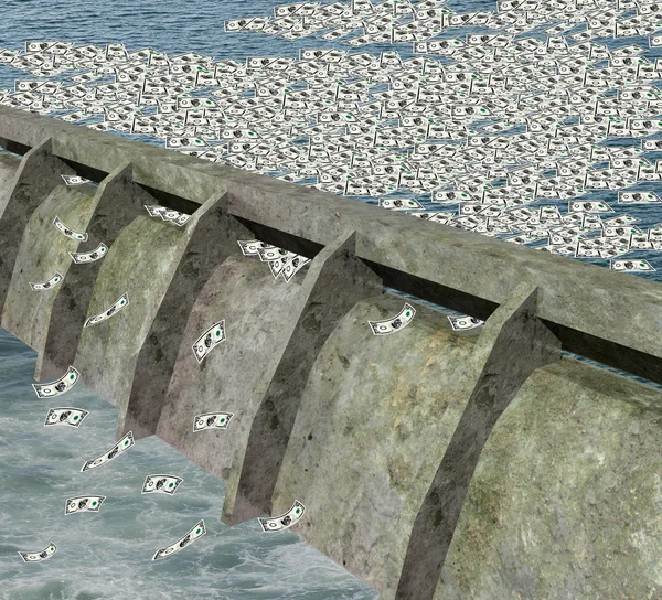 돈이 흐르는 물으로 물 댐 — 스톡 사진