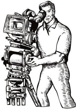 Kameraman filmi yönetmen Vintage Fotoğraf çekimi