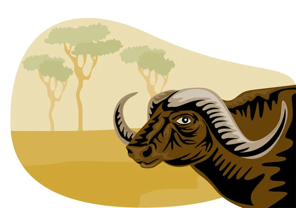 Retro di bufalo africano — Vettoriale Stock
