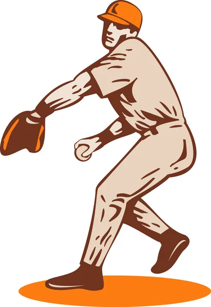 Amerikanischer Baseballspieler Pitcher — Stockvektor