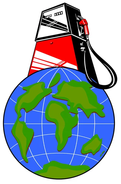 Bomba de combustível no globo —  Vetores de Stock