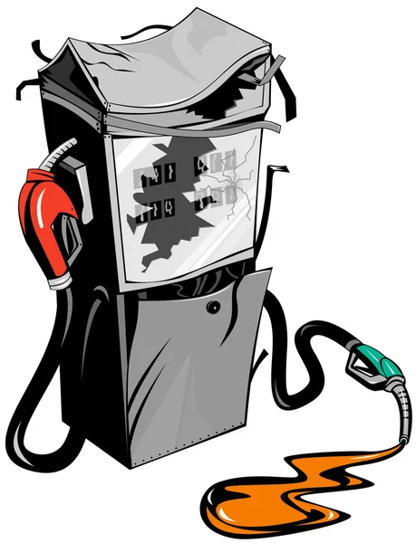 Broken Fuel Pump Station Retro — Stock Vector