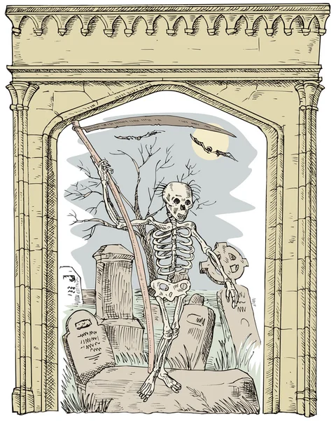 Cemitério Arco Grim Reaper — Vetor de Stock