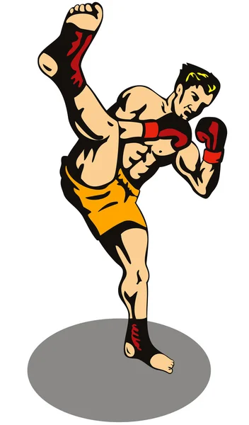 Kickboxer κλωτσάει — Διανυσματικό Αρχείο