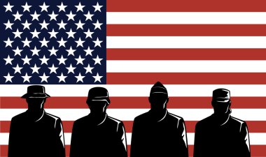 Amerikan Askerleri Yıldız ve Çizgili Bayrak