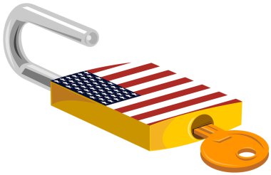asma kilit ve anahtar Amerikan bayrağı tasarım