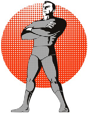 Süper Kahraman Ayakta Duran Retro