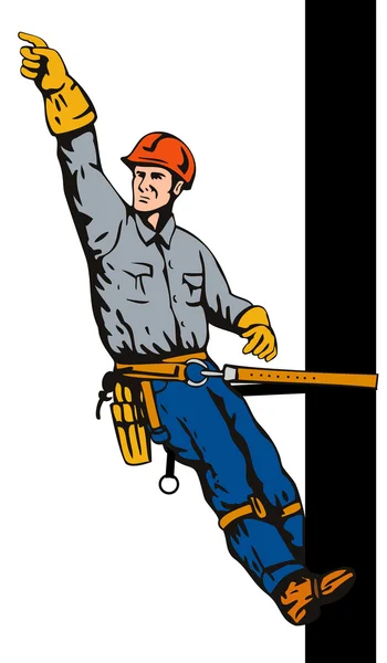 Power Lineman en poste — Vector de stock