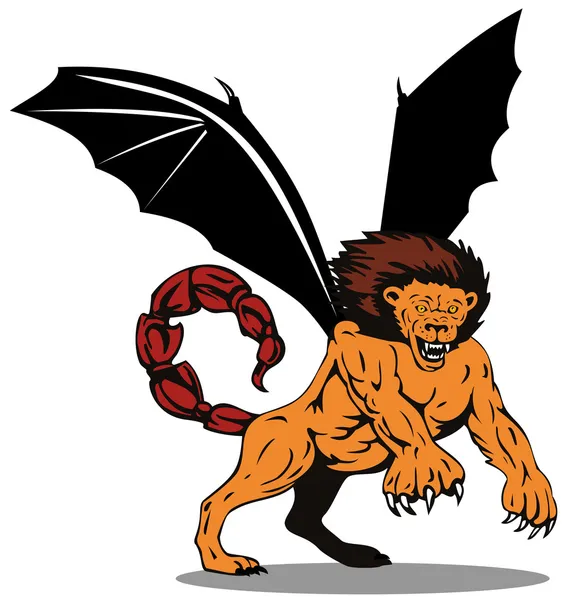 Manticore Lion Atacando — Vector de stock