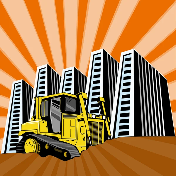 Excavadora mecánica excavadora retro — Vector de stock