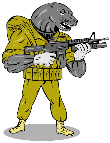 Alien Military with Gun — стоковый вектор