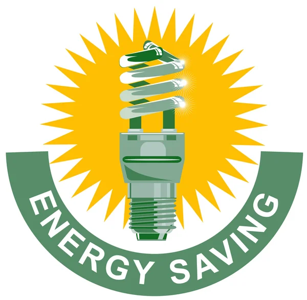 Energy Saving Label Lightbulb — Stock Vector