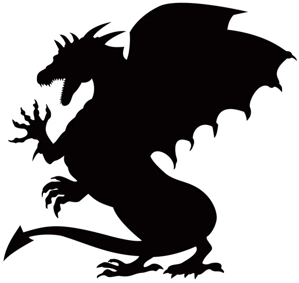 Silhueta de combate do dragão — Vetor de Stock