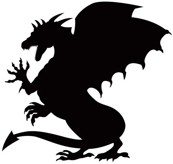 Dragon Fighting Silhouette — Stock Vector