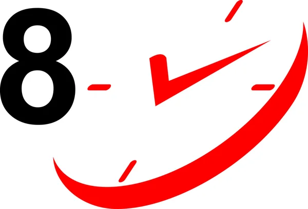 8 годинний знак і годинник — стоковий вектор
