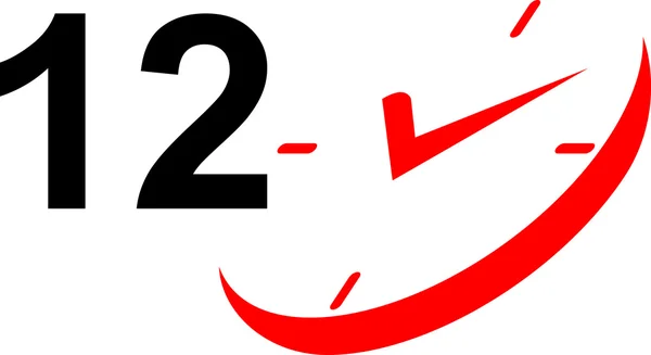 12-Stunden-Zeichen und Uhr — Stockvektor
