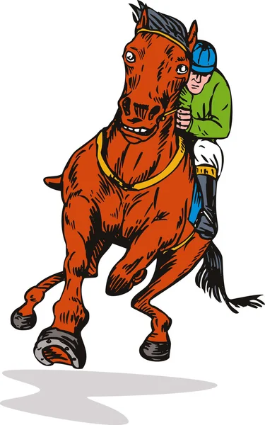 Άλογο και Jockey Racing Retro — Διανυσματικό Αρχείο