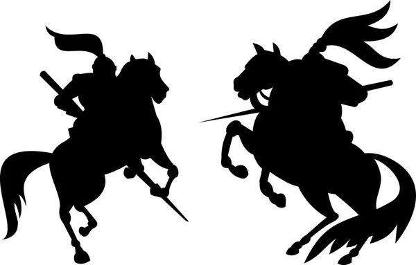 Chevalier équitation Silhouette — Image vectorielle