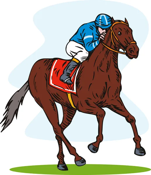 Cavalo e Jockey Racing Retro —  Vetores de Stock