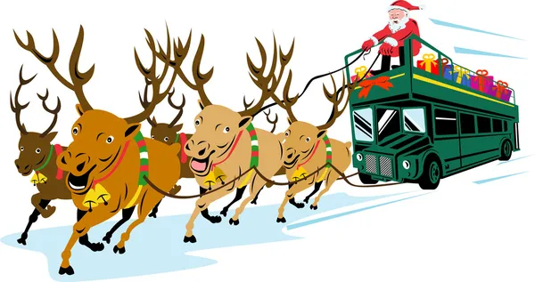 Santa Claus Driving Bus — Stock Vector