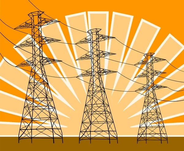 Pylônes de ligne électrique — Image vectorielle