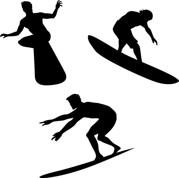 Surfers Silhouettes — Wektor stockowy