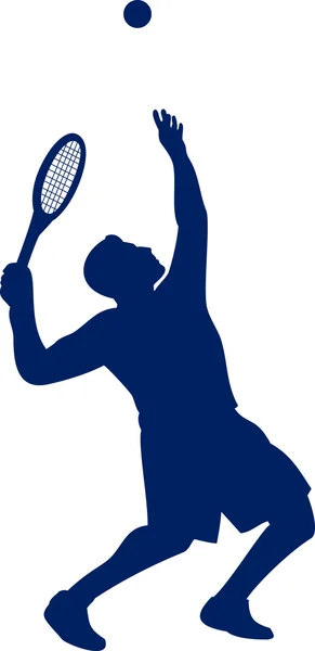 Joueur de tennis servant Silhouette — Image vectorielle