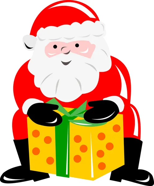 Santa Claus con regalo — Vector de stock