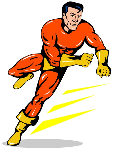 Super héros en cours d'exécution rétro — Image vectorielle
