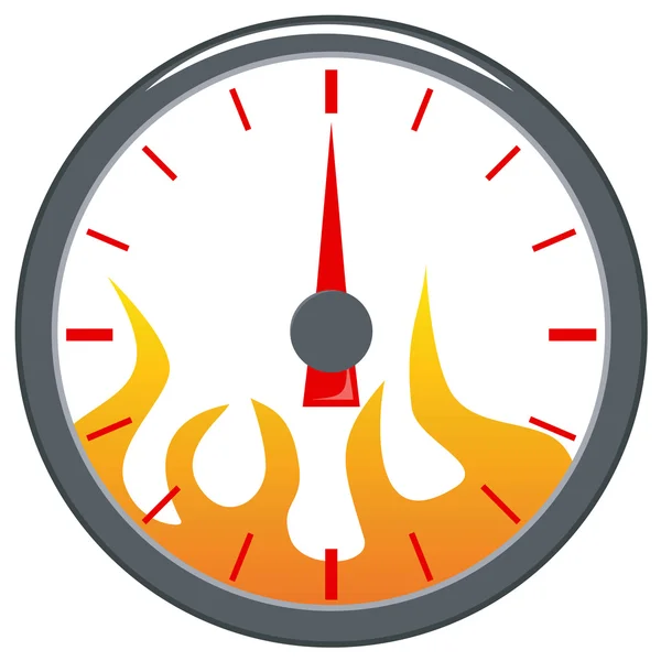 Speedometer with Flame — Stock Vector