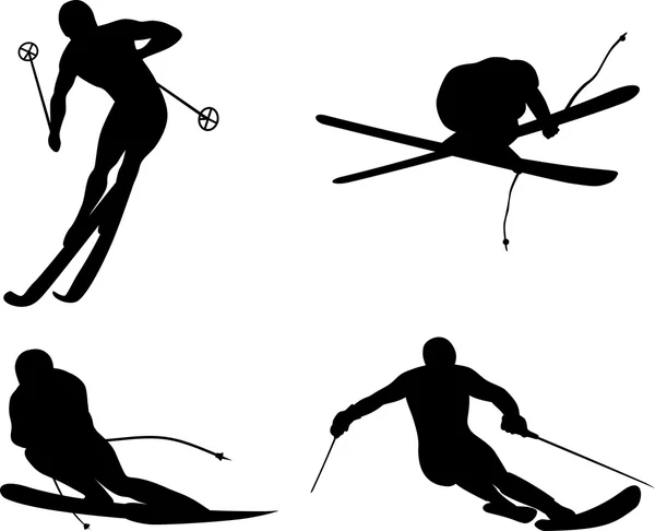 Skiing Silhouette — Stock Vector