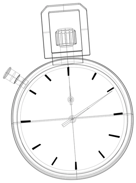 Stopwatch Wireframe — Stock Vector
