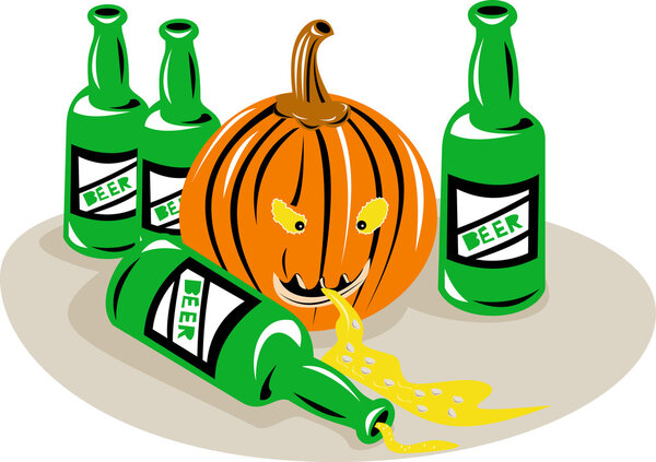 Beer Bottle and Pumpkin