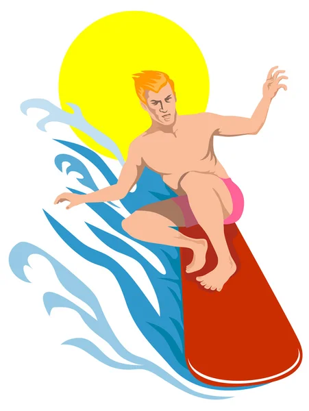Surfeur rétro — Image vectorielle
