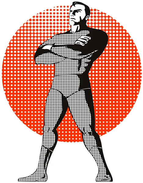 Super héroe de pie retro — Archivo Imágenes Vectoriales